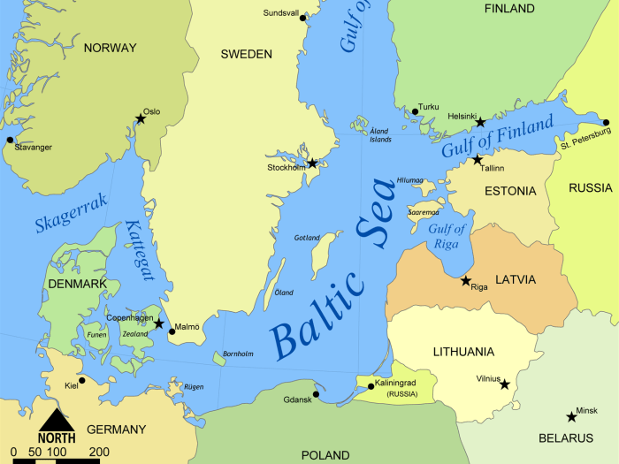 Baltic lithuania borders scaling lakes capitals labeling